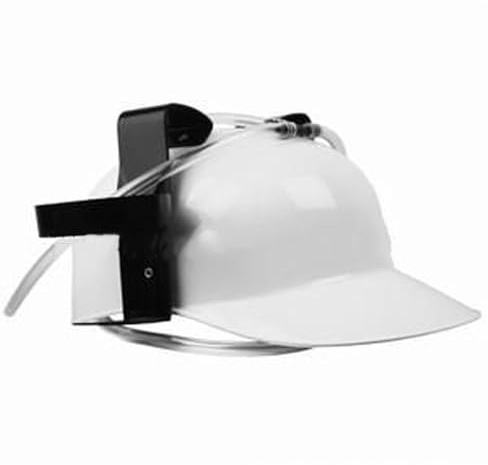 LEEMASING Lazy Drinker Drinking Helmet Beer Can Hat With Straw For Halloween Holiday Anniversaries Birthday (White)