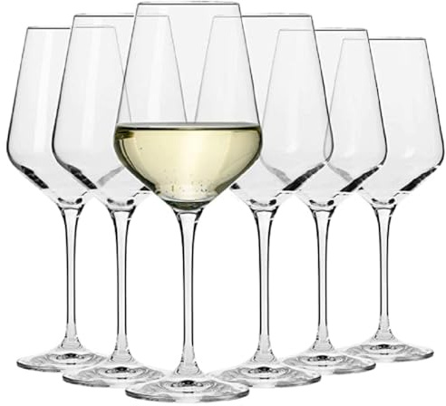 Krosno – Verres à Vin Blanc 450 ml – Lot de 6 – Collection Avant-Garde – Cristal Sans Plomb – Design Élégant et Silhouette Élancée