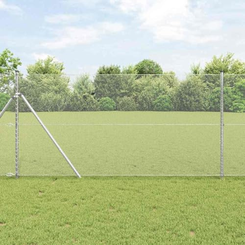 Zaunpfosten Silber, 50x1 m Stahlpfosten für Maschendrahtzaun 13mm, Rechteckig, Wetterfest, Korrosionsbeständig, Einfache Montage, Garten, Terrasse, Außenbereich