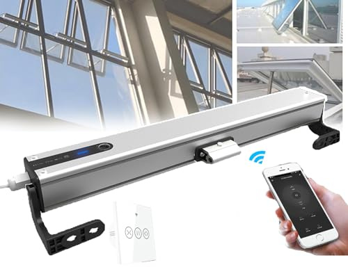LVSEWOA Automatischer Fensteröffner mit Wandschalter, WLAN-App-Steuerung, 24-Stunden-Timer, Geschwindigkeit: 10 mm/s, Hub einstellbar: 100–400 mm, Doppelketten-Design