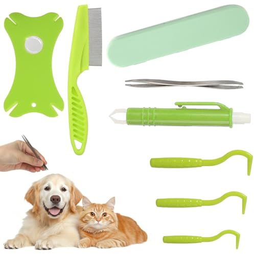 Luxorium Pinzette per Zecche 7 in 1 Set con Custodia per Uomo, Cane, Bambini - Zeckendreher, Zeckenkarte, Pinzetta Completa per la Sicura Rimozione delle Zecche