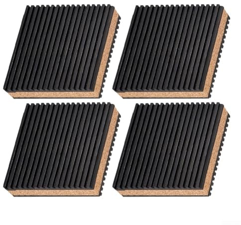 Stoßdämpfende Gummi-Kork-Pads, langlebige vibrationsdämpfende Matten für schwere Maschinen und Haushaltsgeräte, 4 Stück, 75 x 75 x 22,3 mm