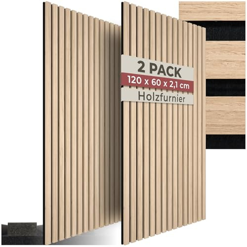tectake® Lot de 2 panneaux acoustiques muraux et pour plafond, en Bois MDF, 120 x 60 x 2,1 cm par panneau mural decoratif pour isolation phonique Chambre, Bureau, Studio de musique Decoration murale