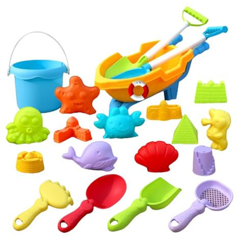 Genérico Juego De Juguetes De Playa para Niños, 19 Piezas De Pala De Playa Y Cubo De, De con Rastrillo, Pala, Cubo Y Moldes, Juguetes Portátiles para Jugar En El Agua para Niños