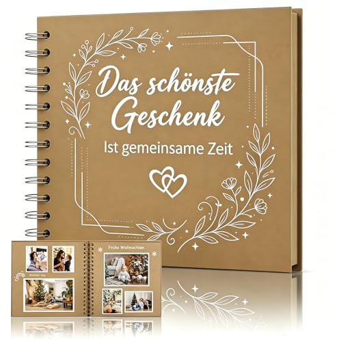 Fotoalbum Klein,Scrapbook DIY-Geburtstagsgeschenk,Muttertag,Valentinstag Weihnachten Hochzeitstag und Hochzeit Geschenk Gelb Fotoalbum zum Selbstgestalten(Einkleben 20.5x20.5cm 20Blatt40Seiten)