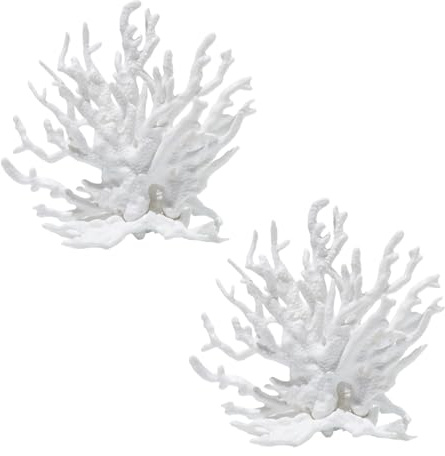 lomdung 2 Pezzi Corallo Artificiale, Corallo per Acquario, Corallos Decorativo Decorazioni Acquario, per Paesaggistica, Decorazione Paesaggio Acquatico, Decorazione Micro Modello, Bianco