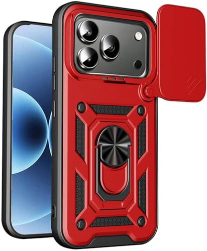 PIXFAB for Honor 600 Pro Case, Shockproof Case with Camera Lens Protection, Protective Ring Armour Phone Cover [Kickstand] Phone Case Cover for Honor 600/600 Pro - Red