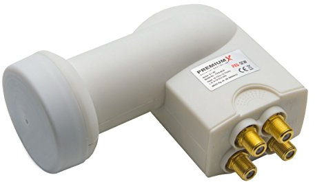 Premium X Quattro LNB - 4Fach - nur für Multischalter - 4K Full HD - mit Wetterschutz und LTE Filter für Satellitenschüssel Digital TV Fernseher SAT Multiswitch - Weiß