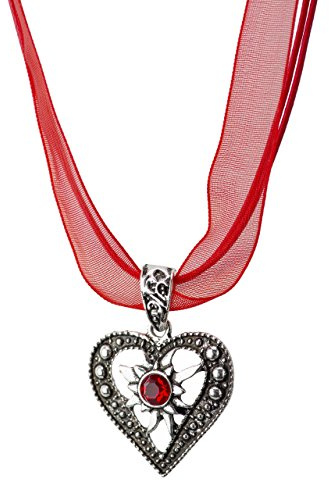 Schöneberger Trachten Couture Trachtenkette Herzstein eleganter Herz Anhänger mit funkelndem Strass - Trachtenschmuck Kette für Dirndl und Lederhose