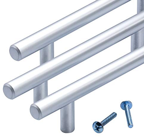 Stahlia Möbelgriffe massiv Stahl Chrom Matt 320 mm Schrankgriffe Ø12mm (1 Stück) Vollmaterial Schubladengriffe Küchengriffe Stangengriff Handgriff Relinggriff