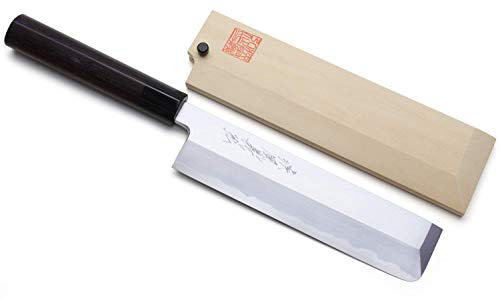 Yoshihiro Shiroko High Carbon Steel Kasumi Edo Usuba Vegetable Japanese Chef's Knife (7'' (180mm), Rosewood Handle)