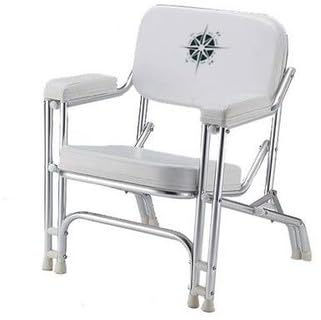 GEN3 Marine Padded Aluminum Deck Chair White Vinyl with Compass Logo