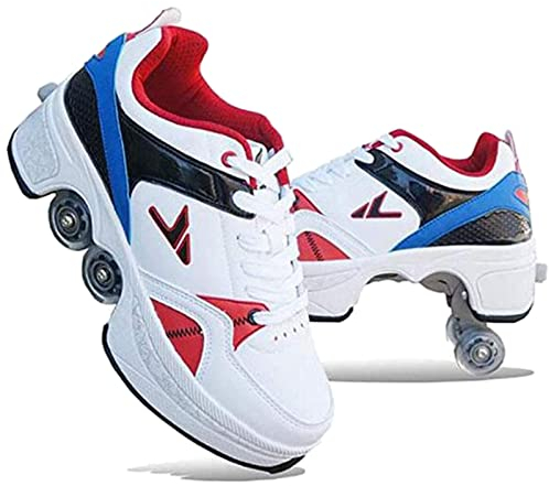 HUOQILIN Unisex-Kinder Skateboard Schuhe Kinderschuhe Mit Rollen Skate Shoes Rollen Schuhe Sportschuhe Laufschuhe Sneakers Mit Rollen Kinder Jungen Mädchen,37