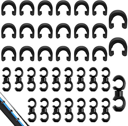 Kulannder 40Pcs Fahrrad C-Clip Bremszug Clip 360 Drehung Fahrrad Schaltzug Schnalle Fahrrad Kabelhalter Kabelbinder Seil Schnallen für Fahrrad Bremszug Schaltzug Seil S/C-Form