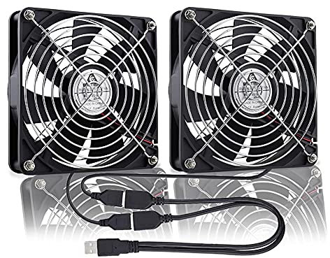 GDSTIME 140mm USB Lüfter 140 x 25mm Gehäuselüfter 140mm USB Computerlüfter 14CM PC Ventilator 1500 U/min DC 5V Bürstenloser Lüfter für Router PS4 TV Box Verstärker