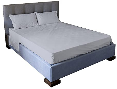Jenny Sesal - Completo Lenzuola Matrimoniali, 4 Pezzi Set Lenzuola Made in Italy, Completo Letto, 1 Lenzuolo con Angoli, 1 Lenzuolo Sopra, 2 Federe (Grigio Chiaro)