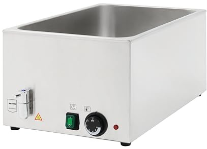 METRO Professional baño María eléctrico GBM1150, Acero Inoxidable, 24 L, Calentador de Alimentos para GN 1/1, Rango de Temperatura hasta 90°C, periodo de Calentamiento: 34 min, 1200 W, 230 V, Plata