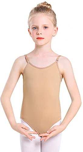 Monbessi Maillot Ballet Niña Leotardo Desnuda Ropa Interior Sin Costuras con Tirantes Ajustables Maillot Gimnasia Ritmica Niña para Niñas Mujeres(L (Altura: 150-160 cm, 14-16 años))