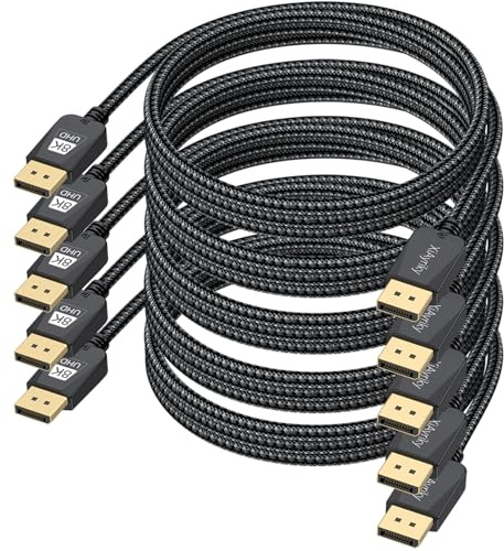 XiAyriky 8K DisplayPort Cable 1.4 6FT 5-Pack, DP to Display Port Cable, (32.4Gbps, 8K@60Hz, 4K@144hZ, 2K@240Hz) HBR3, HDR10, HDCP 2.2, FreeSync G-Sync for PC Gaming Monitor Computer PC Craphics Card