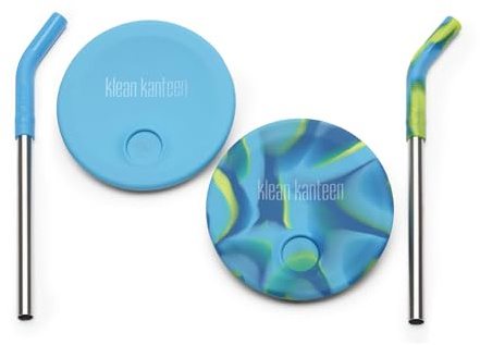 Klean Kanteen Kid Cup med straw lock 2-pack i färg: Blå slips färga, av silikon, 1010252