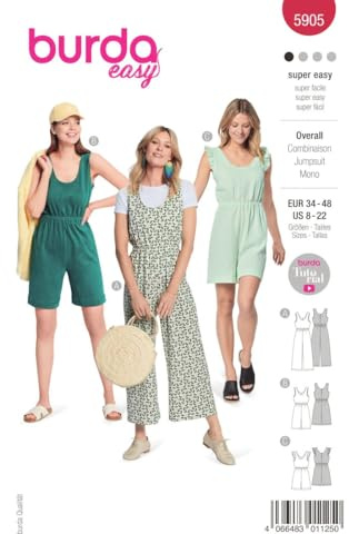 burdastyle Schnittmuster 5905 | Einteiler in verschiedenen Längen zum selber nähen | Damen, Gr. 34-48 | Nählevel: sehr leicht