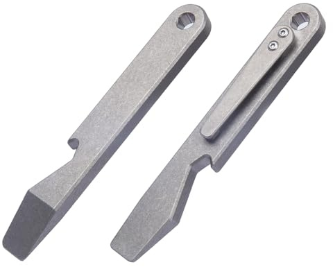 ainhue A4 Compact 4 inches Stonewashed TC4 Titanium Pry Bar Multi-Tool EDC Prybar with Bottle opener, Hex Wrench, Pocket Money Clip Crowbar