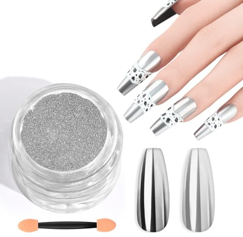 SAVILAND Silber Chrome Nail Powder: 1g Chrome Pulver Nagel Spiegeleffekt | Metallic Cromepulver Nägel Glitzer Nagel Puder Nail Art Glitzerpulver für Nägel Nail Design