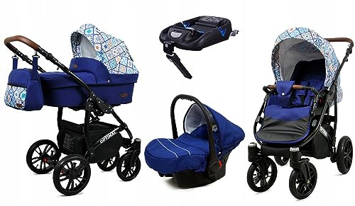 BabyLux® Kinderwagen Set 4 in 1 - Optimal - incl. Babywanne, Buggy Sportsitz, Auto-Babyschale, ISOFIX-Basisstation - Autositz - Kinderwagenset - Kombikinderwagen mit Wickeltasche usw.