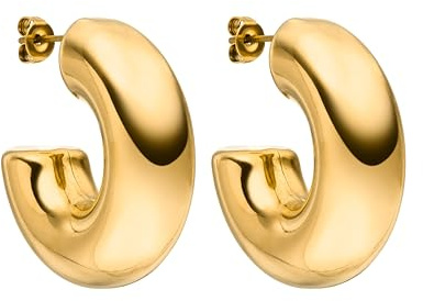 Purelei Stellar Glow Creole Ohrringe (Gold) – Damenohrringe aus langlebigem Edelstahl – Wasserfeste Ohrringe Damen – 3,1 cm Durchmesser – Modeschmuck für deinen individuellen Look