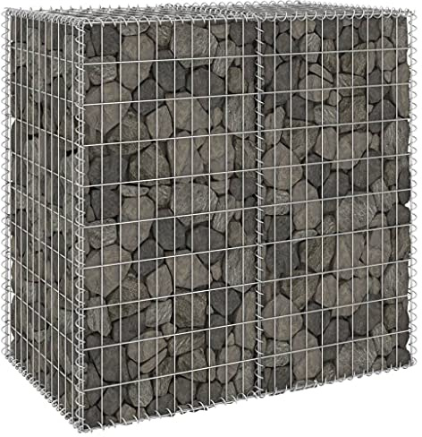 Tino Tech Gabionenwand aus Verzinkter Stahl 100x60x100 cm Silber Steinkorb Gabionen Körbe Gabionen Zaun Gartenmauer Gabione aus Metall Garten Gabione Pflanzenwand Gabionen Gitter
