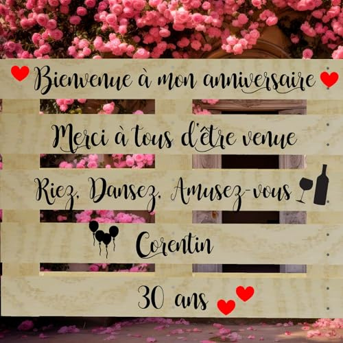 Personalisiertes Acryl-Hochzeits-Willkommens-Eingangsschild, Individuelles Willkommensschild – Vinylaufkleber, Pallete-Kunstwandbild, DIY-Hochzeitspaletten-Willkommensschild(J)