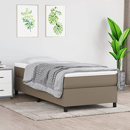 CKioict Palettenbett Modernes Bettgestell Jugendbett Boxspringbett mit Matratze Taupe 90x200 cm StoffGeeignet für Arbeitszimmer, Wohnzimmer, Hotel