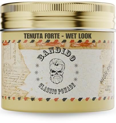 Bandido Classic Pomade 125 ml – Cire Cheveux Homme Water-Based – Tenue Forte & Remodelable – Finition Brillante Wet Look – Pommade Masculine Facile à Laver
