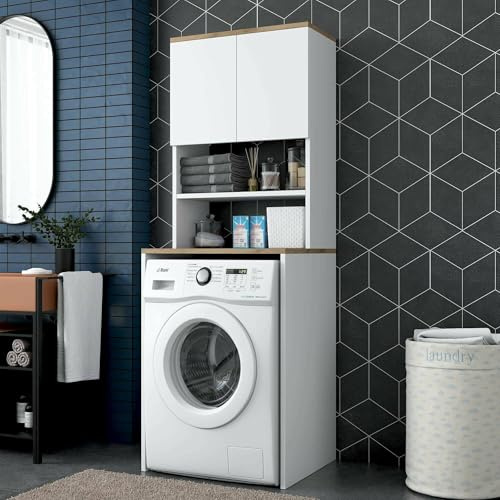 Dmora - Armadio multiuso 2 ante Bellona, Mobile multifunzionale, Mobiletto scarpiera, Guardaroba porta scarpe, 65x60h184 cm, Bianco e Noce