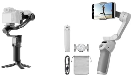 DJI RS 3 Mini, 3-Axis Mirrorless Gimbal Lightweight Stabilizer for Canon/Sony/Panasonic/Niko & OSMO Mobile SE Intelligent Gimbal, 3-Axis Phone Gimbal, Portable and Foldable