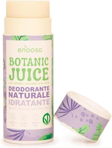 Enooso - Deodorante Naturale Ascelle Solido Cetriolo, Avocado e Tè Verde Idratante, Antiodore, Vegano, Senza Alluminio o Bicarbonato, Nichel Tested, Made in Italy, 55ml