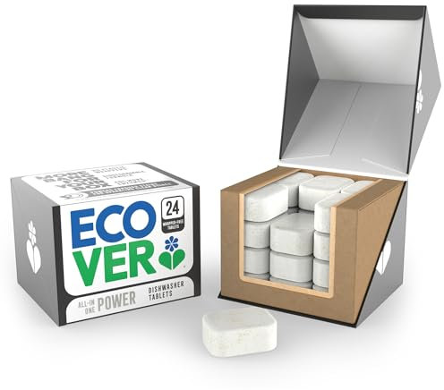 Ecover Power - Pastiglie per lavastoviglie, all-in-one per lavastoviglie, sale e brillantante, fragranza mandarino e citronella, confezione da 1, 24 compresse