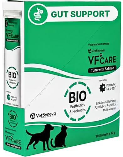 VFcare BIO Supplement for Cats & Dogs – Anti Diarrhea for Dogs, Gut Health Paste with Postbiotics, Prebiotics, FOS, L-137, Yeast Extract – Anti Diarrhea for Dogs, 30 Sachets