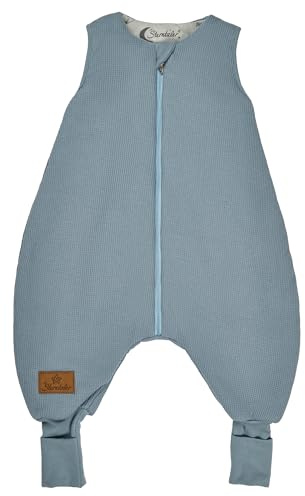 Sterntaler Schlafsack mit Beinen 104/110 Rexi - Kinder und Baby Schlafsack aus Jersey in Waffeloptik, gefüttert mit Jersey, mit Beinen und Füßen, leicht wattiert, 2-Wege-Reißverschluss, TOG 2,5 - blau