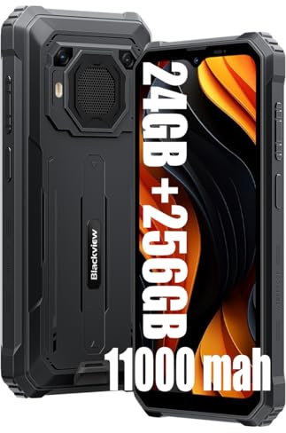 Blackview BV6200 Plus Rugged Smartphone (2025), 98dB Altoparlante, 11000mAh/18W,24GB+256GB/2TB Telefono Indistruttibile, Octa-core, 6.56 HD+ 90Hz, 16MP+13MP, Fingerprint/NFC/GPS (Nero)