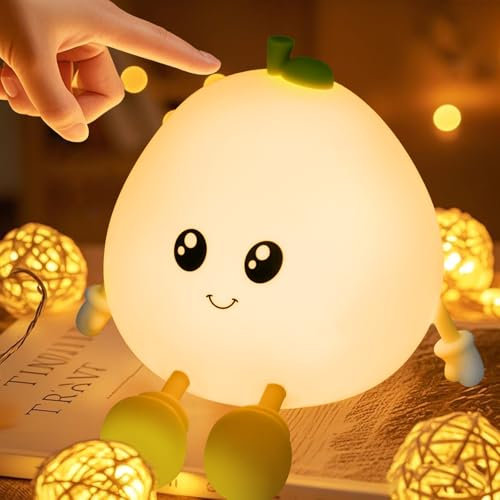 XUNIVERS Veilleuse Enfant Rechargeable Veilleuse Bébé Lampe, 3 Intensités Réglables LED Filles, Silicone Lampe de Chevet Tactile pour Enfants Adulte Chambre Décoration Nouveau-né,Cadeau