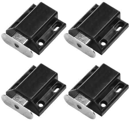 Sistema di chiusura magnetica a pressione, 4 pezzi, per ante di cassetti e armadietti, colore: nero