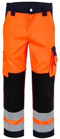 Generisch CraftGear Pantalon de travail pour homme - Pantalons de travail renforcés en Cordura orange avec protection des genoux réfléchissante et poches cargo pour artisans - Pantalon de