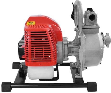 Bomba de agua de 2 tiempos, gasolina, motor, bomba de jardín, alta presión, riego de jardín, 1,7 HP 43 cc, 10 m³/h, 30 m, altura de extracción de 25 mm, conector de 2 m de tubo de entrada