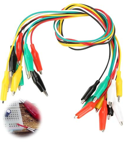 Huybaa Cavi con pinza a Coccodrillo per Test, 10 Pezzi Cavi di misurazione da 50 cm, Cavi a filo con Morsetti, Cavi di Prova e Morsetti, Puntali con Morsetti a Coccodrillo Set Cavo Test Isolato Clip