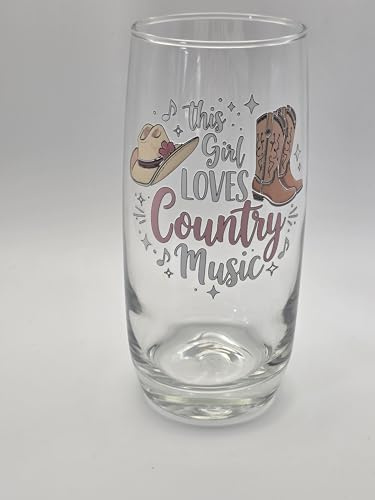 This Girl Loves Country Music Glass Tumbler Drinking Glass Gift. Country Music Lovers Gift