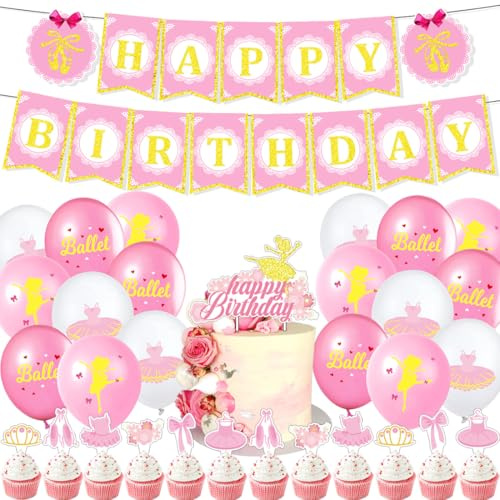 Doyomtoy Ballerina Geburtstag Deko,Ballerina Party Luftballons Mädchen Geburtstag Party Ballett Princess für Mädchen Geburtstags Deko Baby Shower 32 Stück