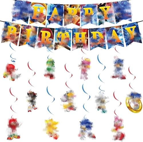 12 Stücke Geburtstagsparty Deko Geburtstag Banner Swirl Decorations Geburtstagsdeko, Bunting Girlande Hängende Deko Happy Birthday Banner Dekoration für Kinder thema Geburtstag Party Deko