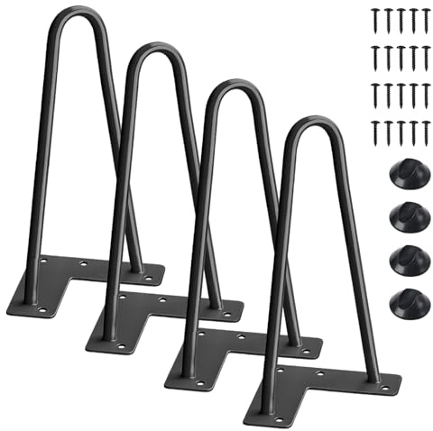 ONNIJUN 20cm Furniture Legs, Metal Sofa Cabinet Chair Legs, Black Hairpin Legs for Furniture Replacement Industrial Leg 8 Inch, 4 Pack