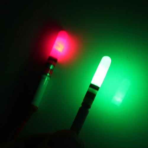 Juego de 10 flotadores de pesca luminosos, ideales para pesca nocturna con funcionamiento de batería CR322 (rojo)